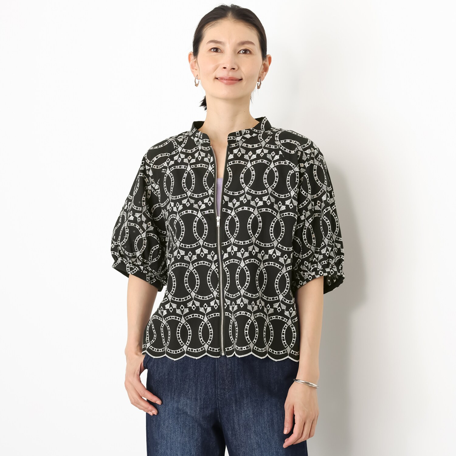 ネクストリー ブローシェレース ドルマンスリーブ ジップアップブルゾン