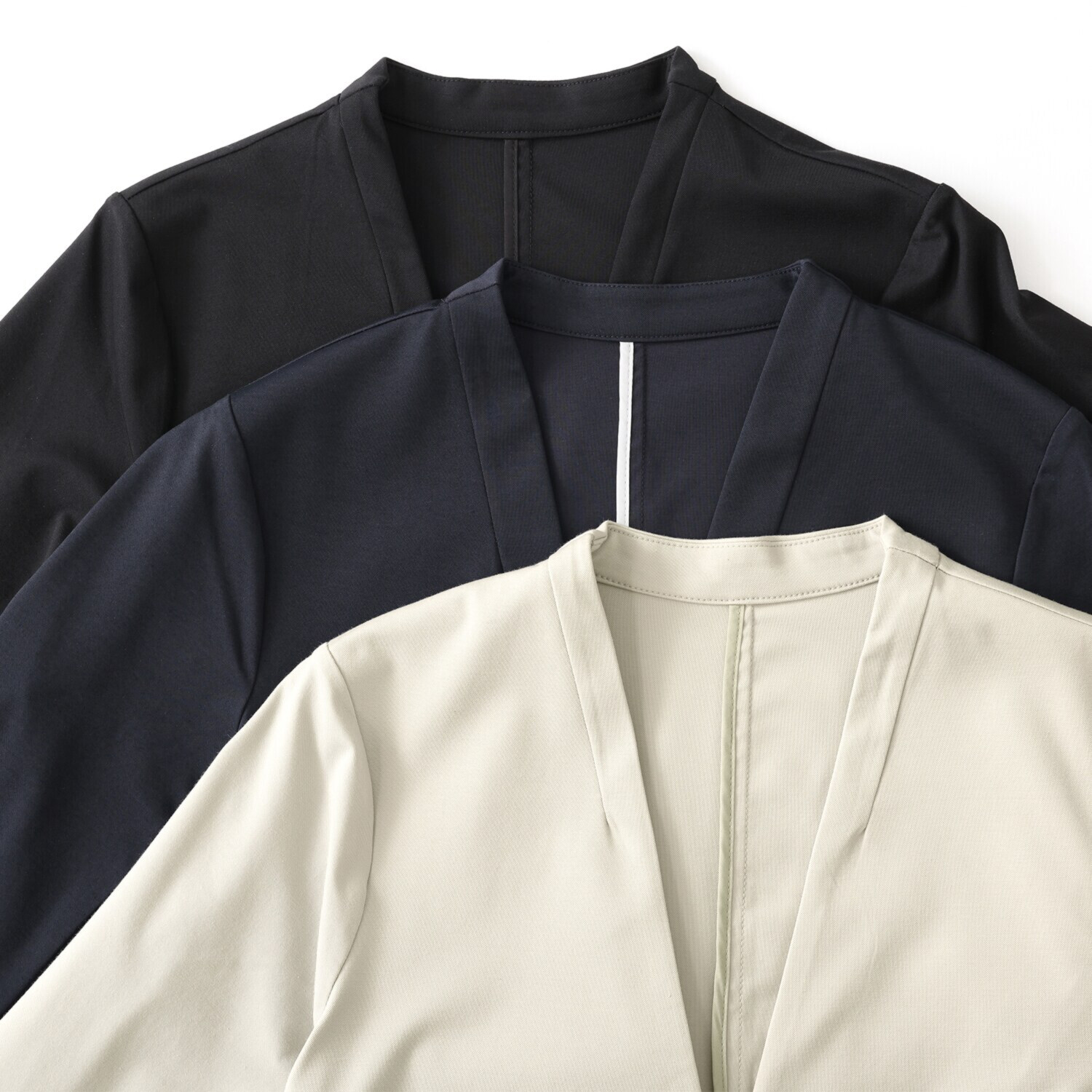 アンリック　オー　ブルー ハイゲージジャージー ノーカラー ダブルジャケット