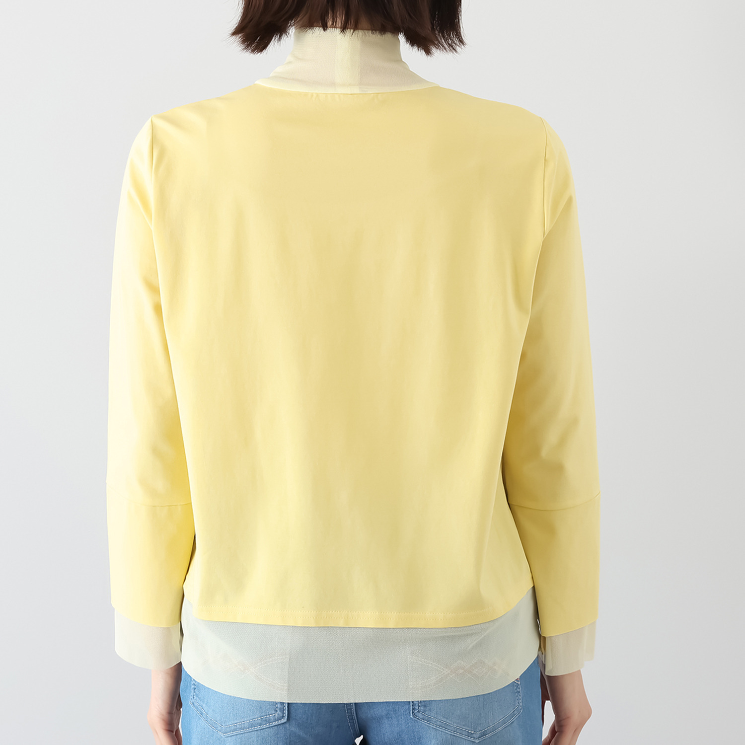 ノーボノーボ チュールレイヤー ハイネックカットソー プルオーバー