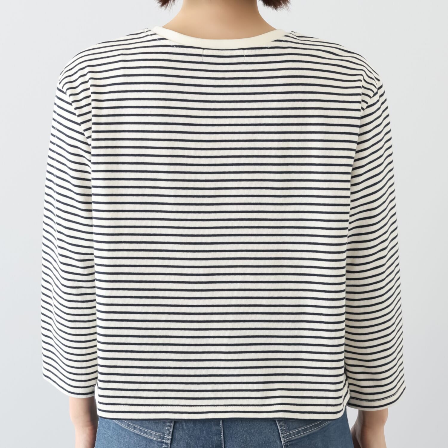 ノーボノーボ 綿１００％ エンブレム刺しゅう ボーダー カットソープルオーバー