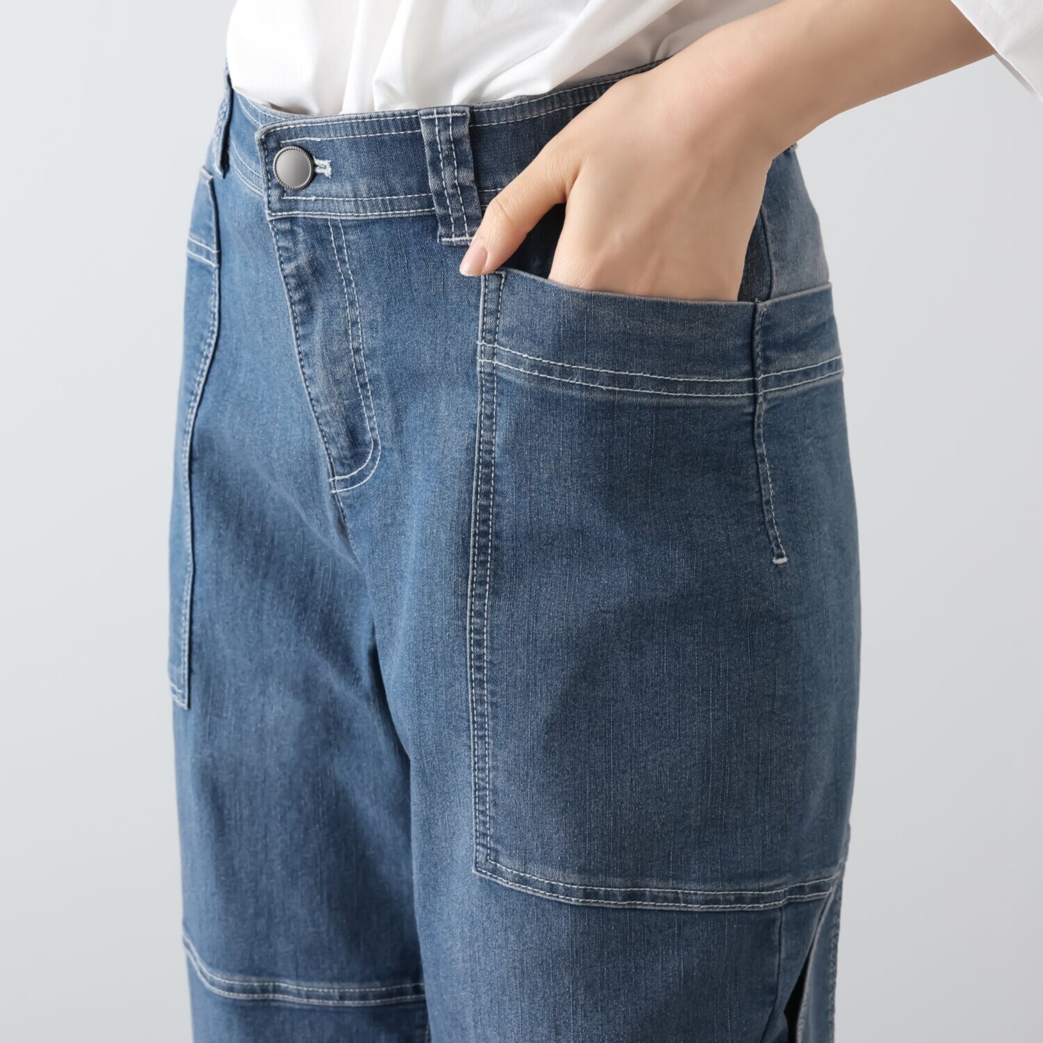 ノーボノーボ ７．３オンス ハイテンションデニム カーゴパンツ