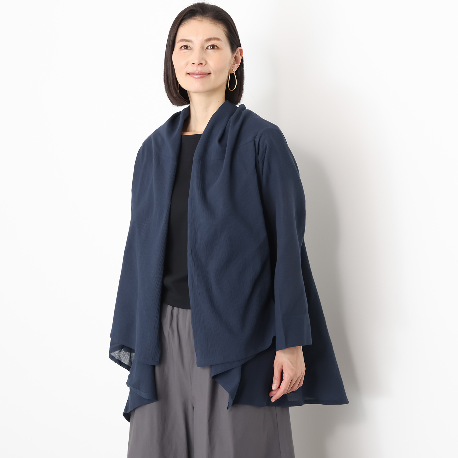 エバーグリーン エバーモア ガーゼ シャツカーディガン