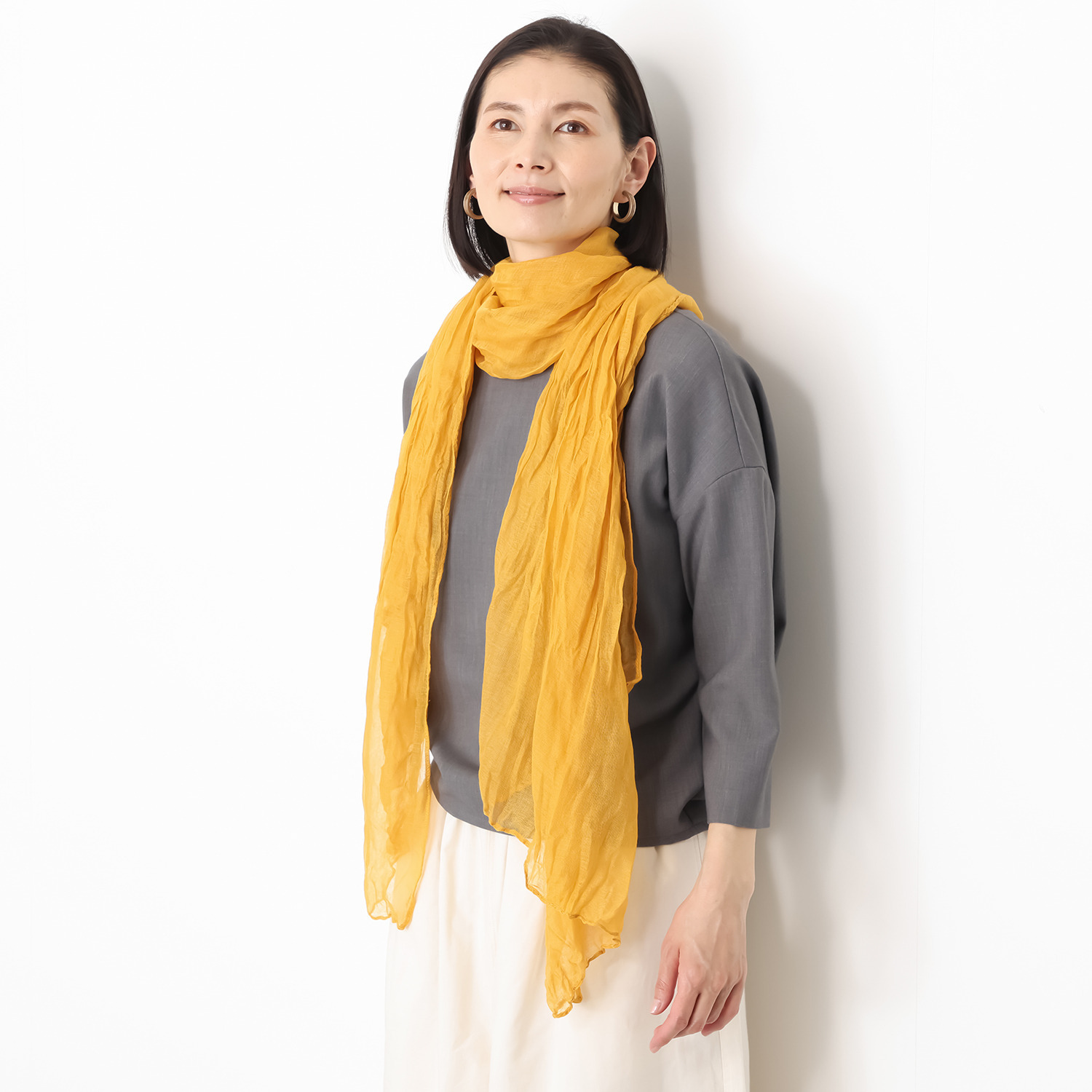 エバーグリーン エバーモア シワ加工ストール