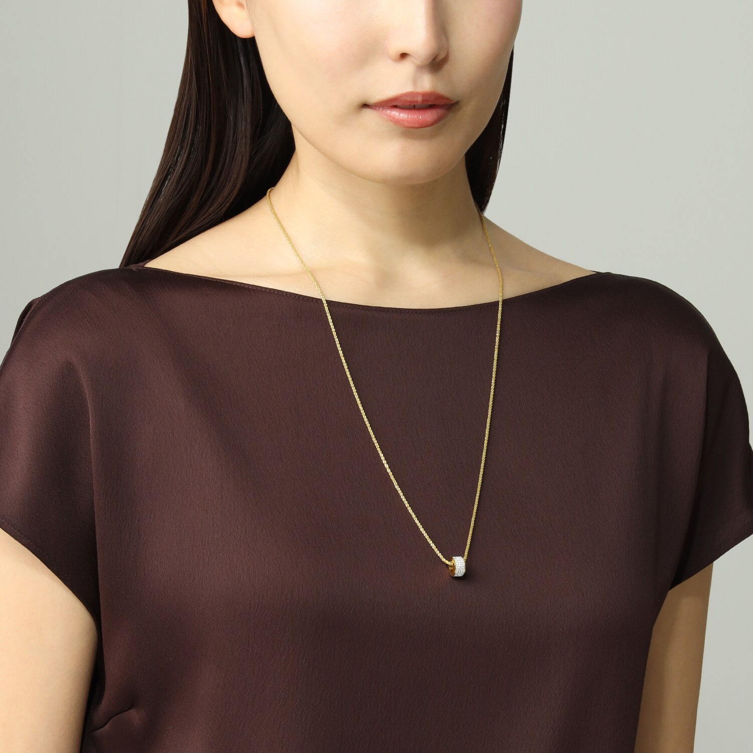 エービーステン ステンレス ビジュウ リングモティーフ ロングペンダント