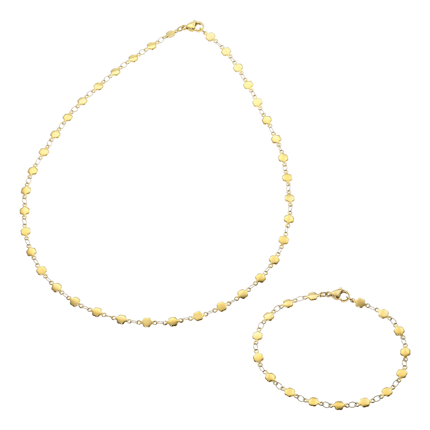 エービーステン ステンレス デザインチェーン ネックレス＆ ブレスレットセット