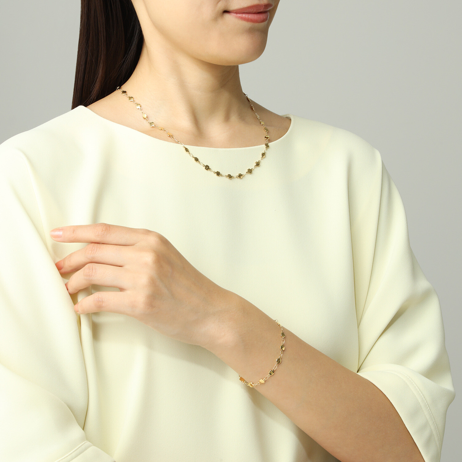 エービーステン ステンレス デザインチェーン ネックレス＆ ブレスレットセット