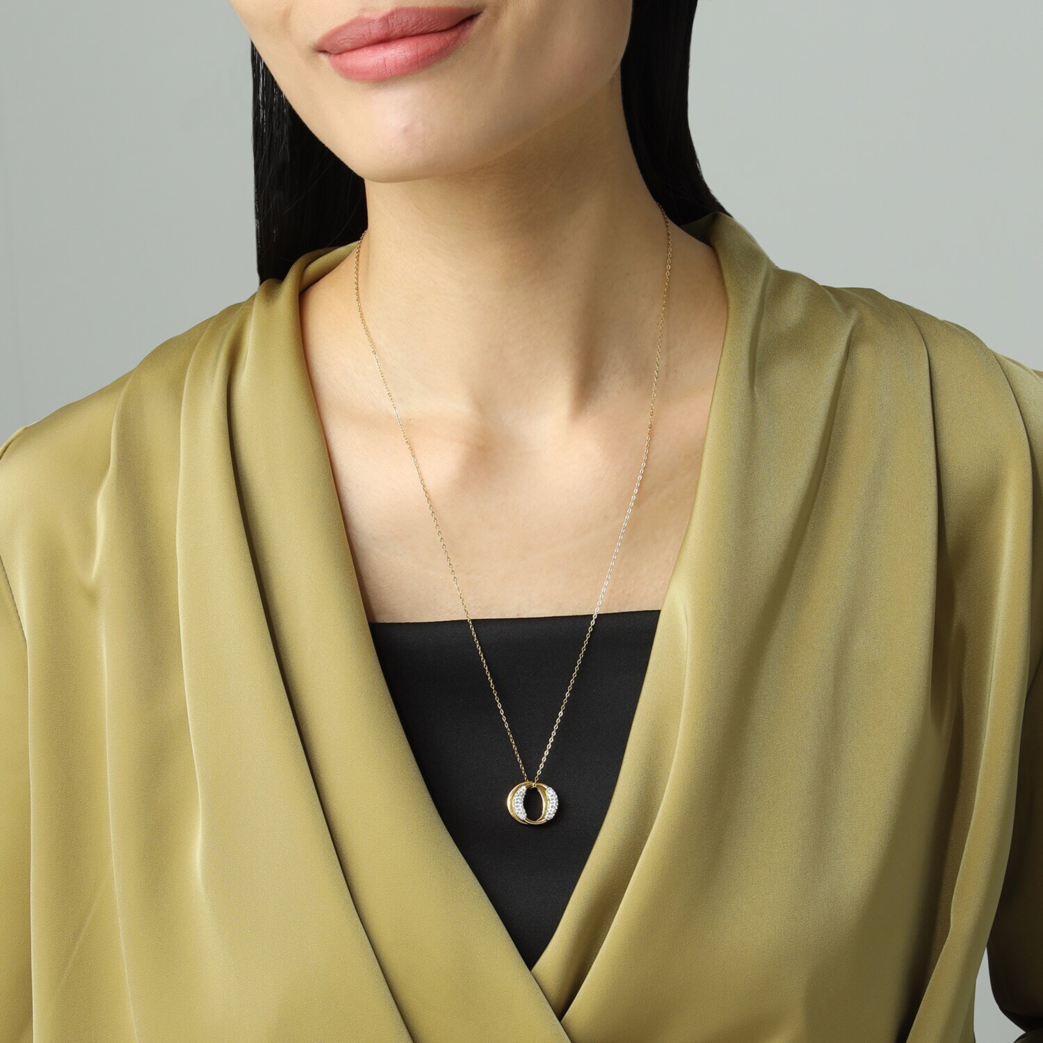 エービーステン ステンレス ビジュウ オーバルモティーフ ロングペンダント