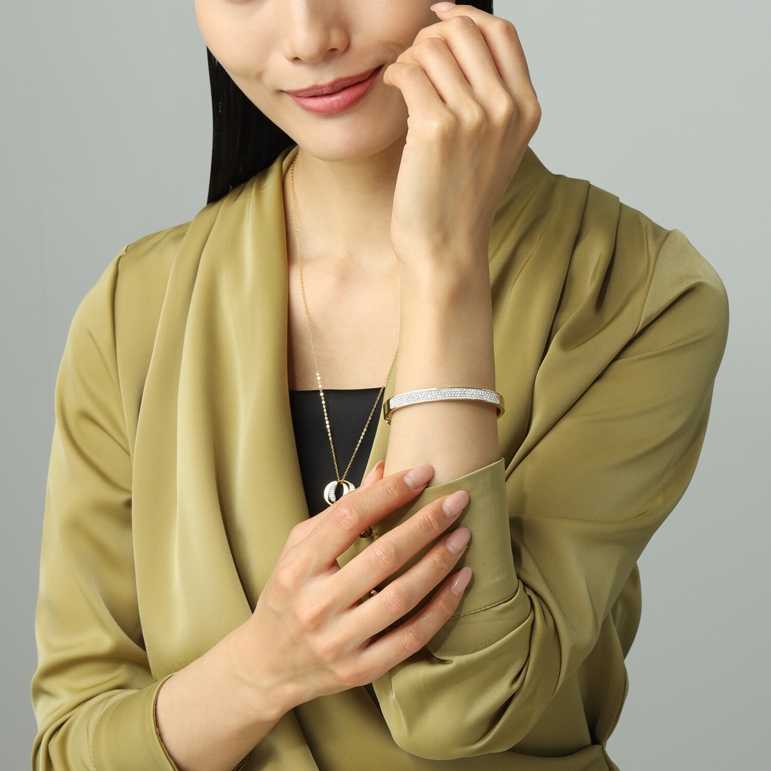 エービーステン ステンレス ビジュウ パヴェバングル