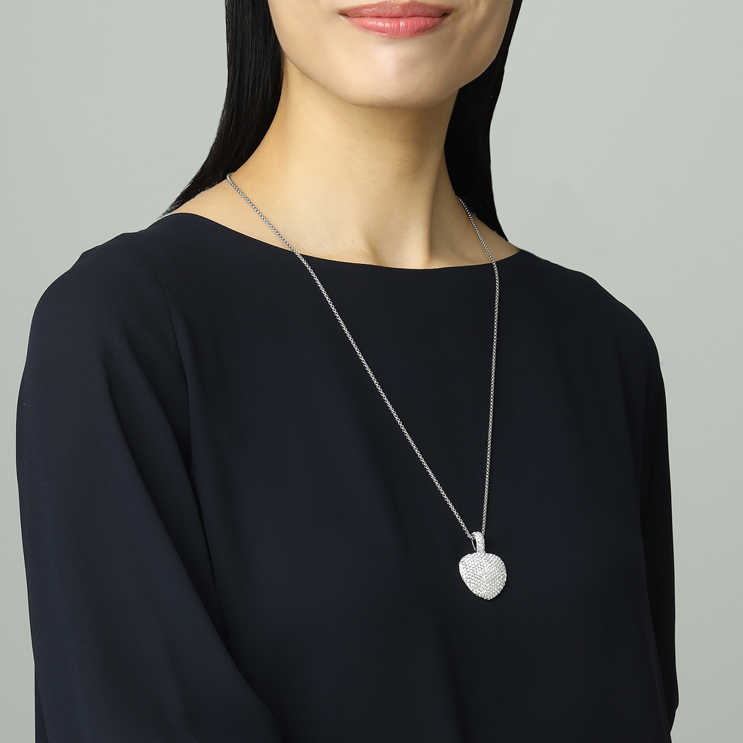 エービーステン ステンレス ビジュウ ビッグハート ロングペンダント