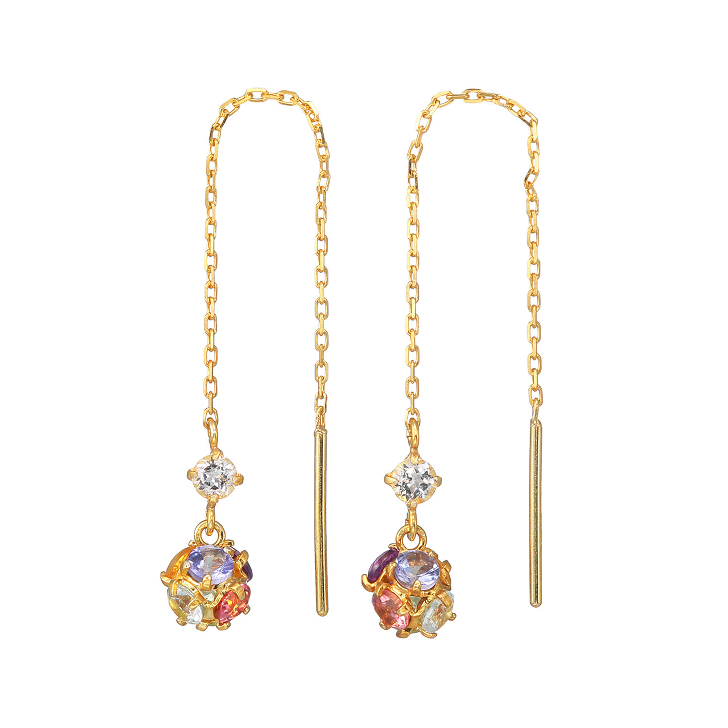 プロピアーナ シルバー セブンカラーマルチジェム アミュレット パヴェピアス