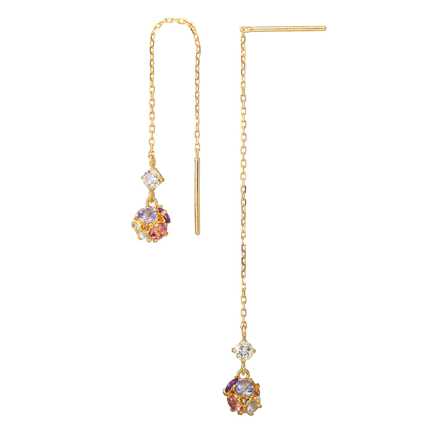 プロピアーナ シルバー セブンカラーマルチジェム アミュレット パヴェピアス