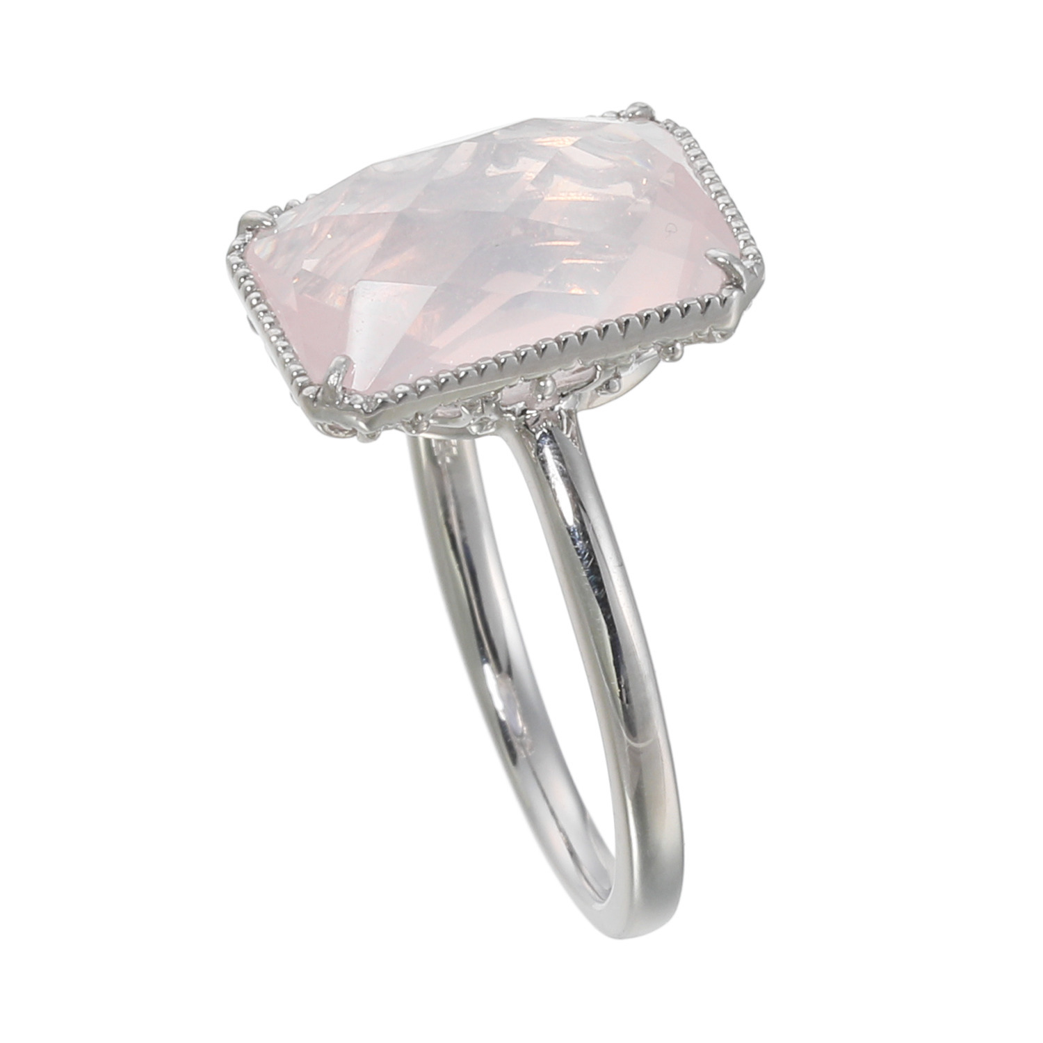 プロピアーナ シルバー ローズクオーツ センターストーンリング