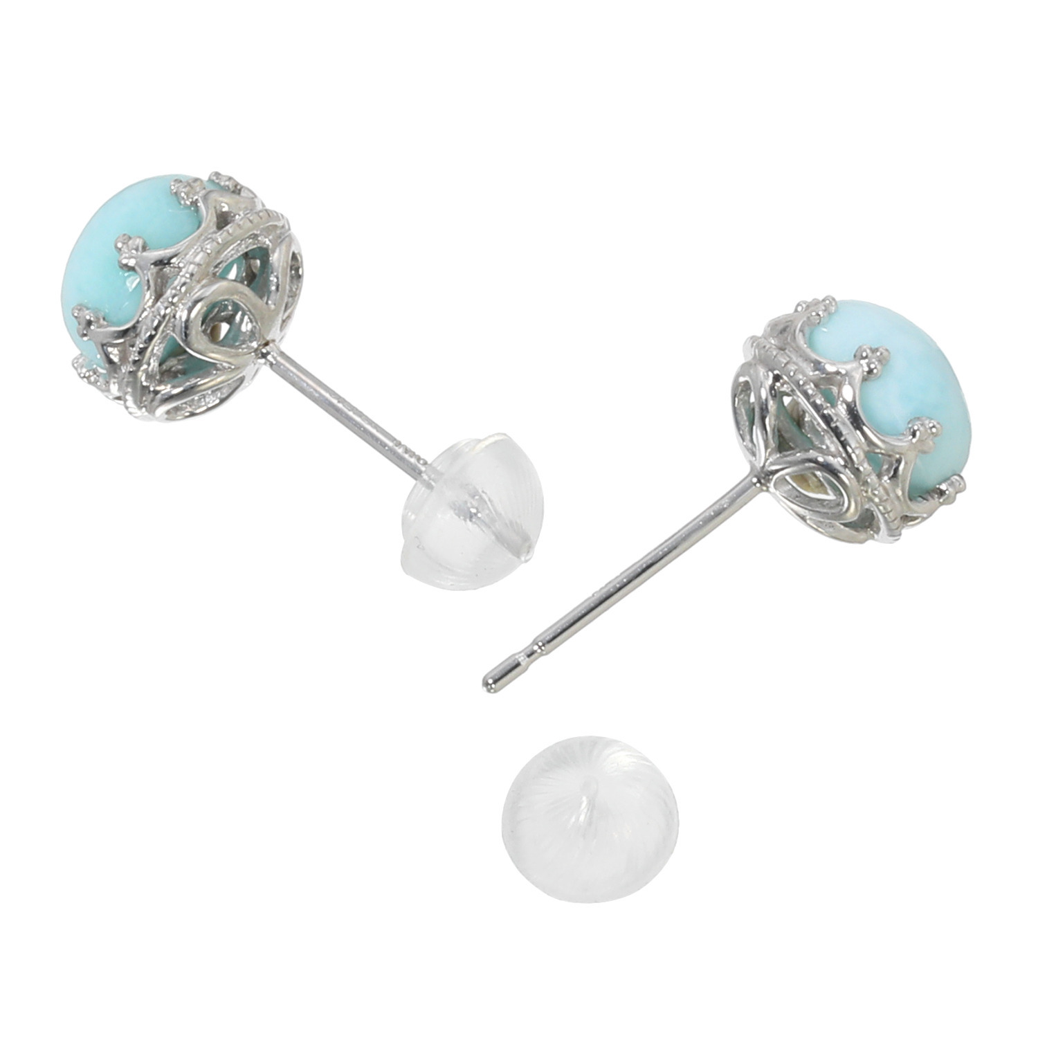 プロピアーナ シルバー ラリマール ミルククラウン スタッドピアス