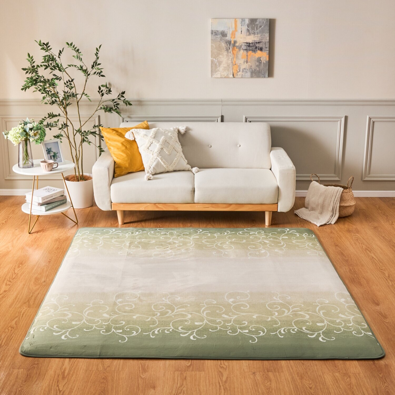 イケヒコ なだらか傾斜で つまずきにくい！ もっちりボリューム フリーエッジラグ ＜１８０×１８０ｃｍ＞