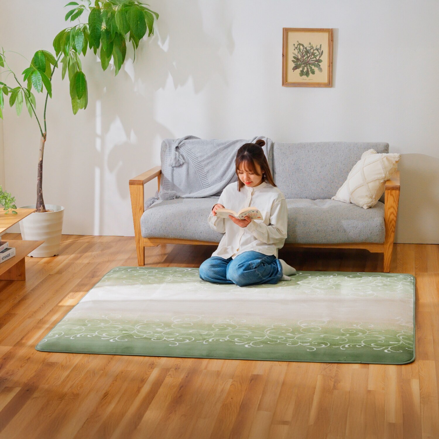 イケヒコ なだらか傾斜で つまずきにくい！ もっちりボリューム フリーエッジラグ ＜１８０×１８０ｃｍ＞