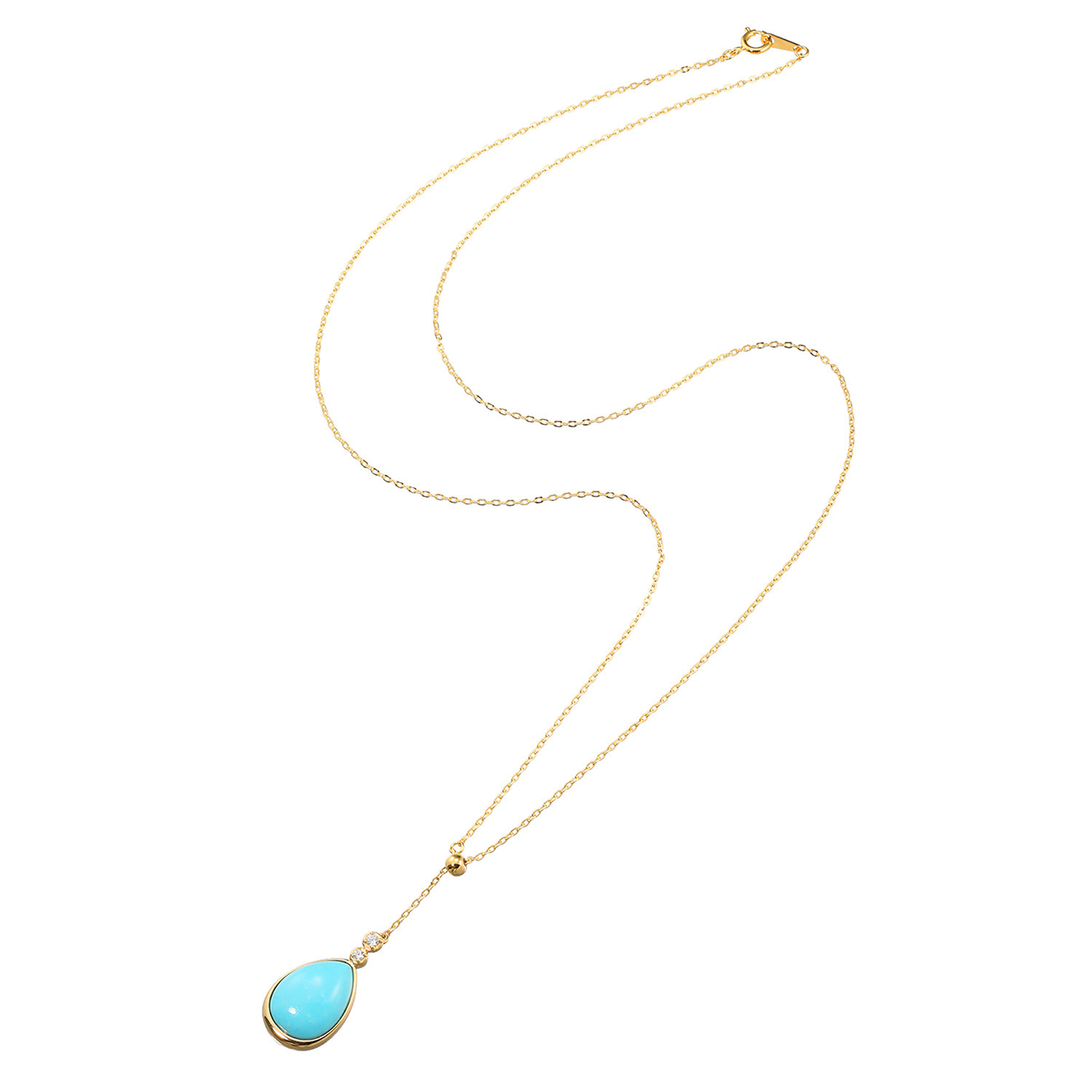 ミケランジェロ シルバー アリゾナ産ターコイズ ＆ＣＺ Ｙ字デザイン ロングネックレス