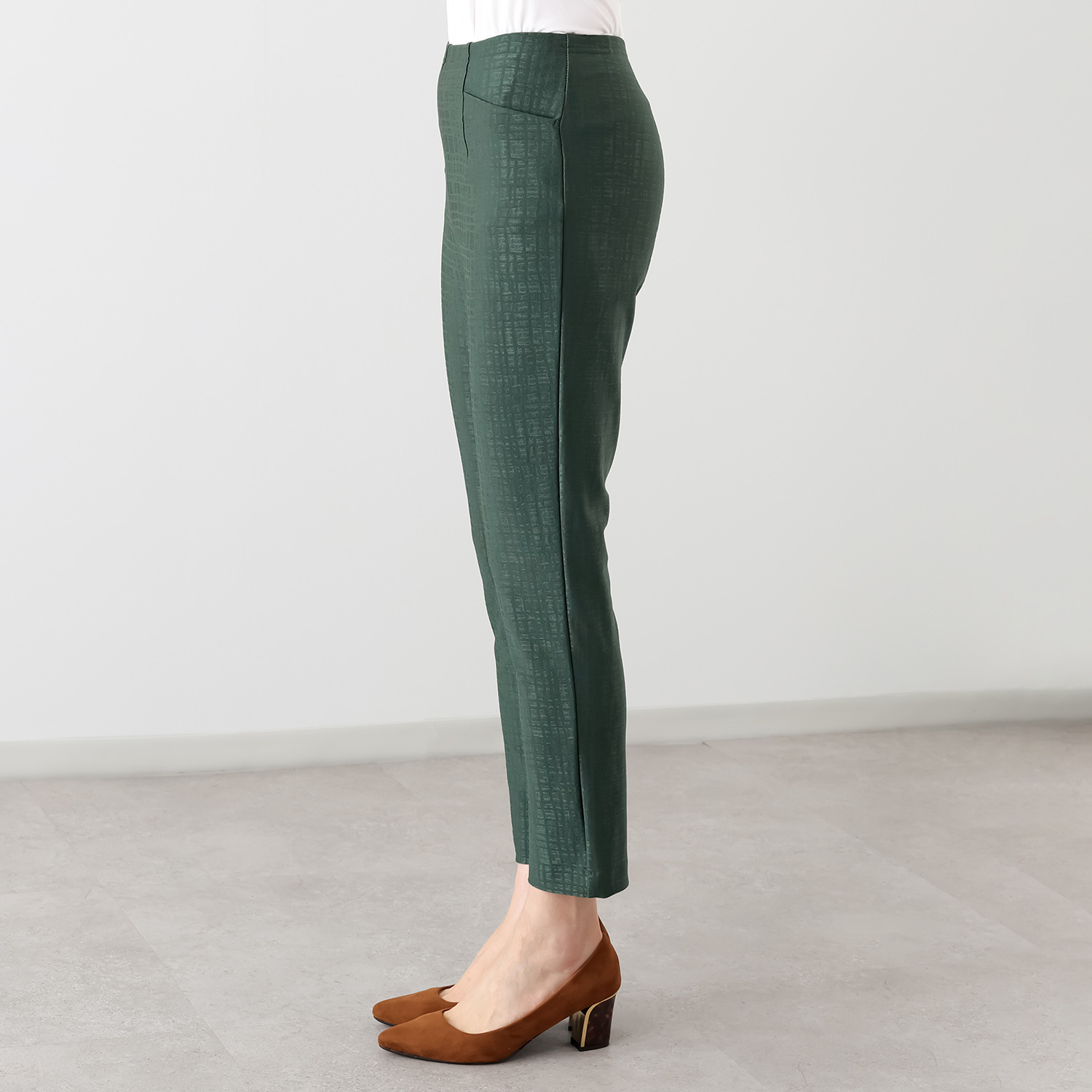 ピーツー 形格子ジャガード プレミアムシャイニー アンクルパンツ ＜股下６４ｃｍ＞