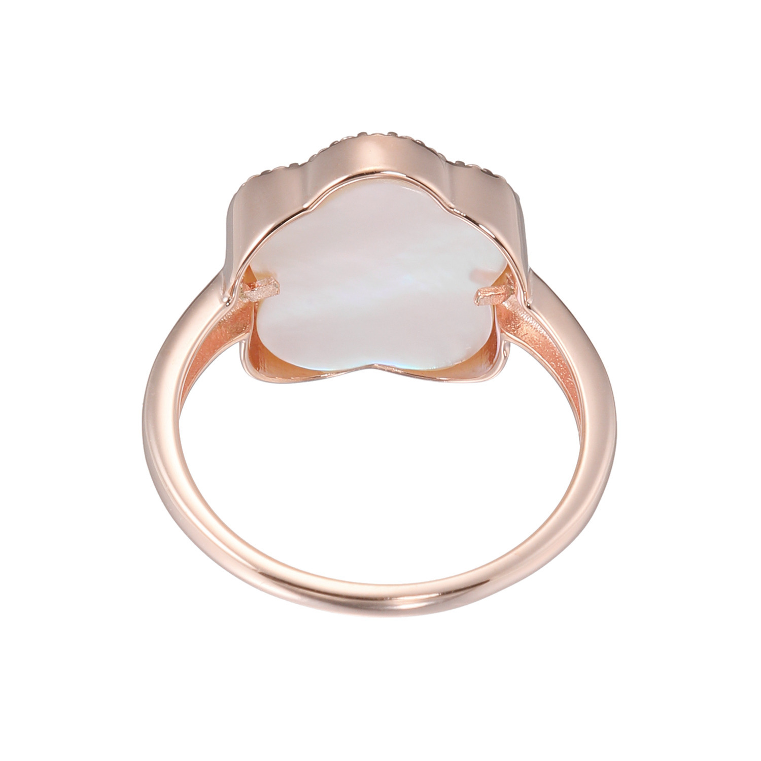 ルチェルーナ シルバー マザーオブパール＆ＣＺ アクアティックフラワー デザインリング