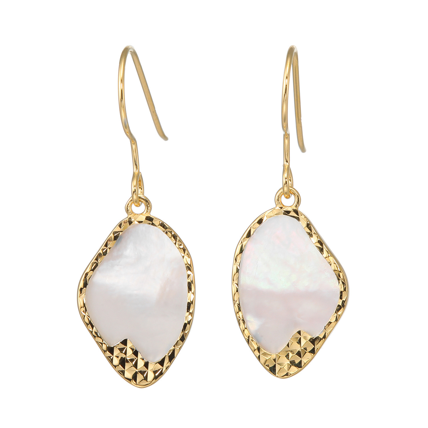 ルチェルーナ シルバー マザーオブパール バロックカット デザインピアス