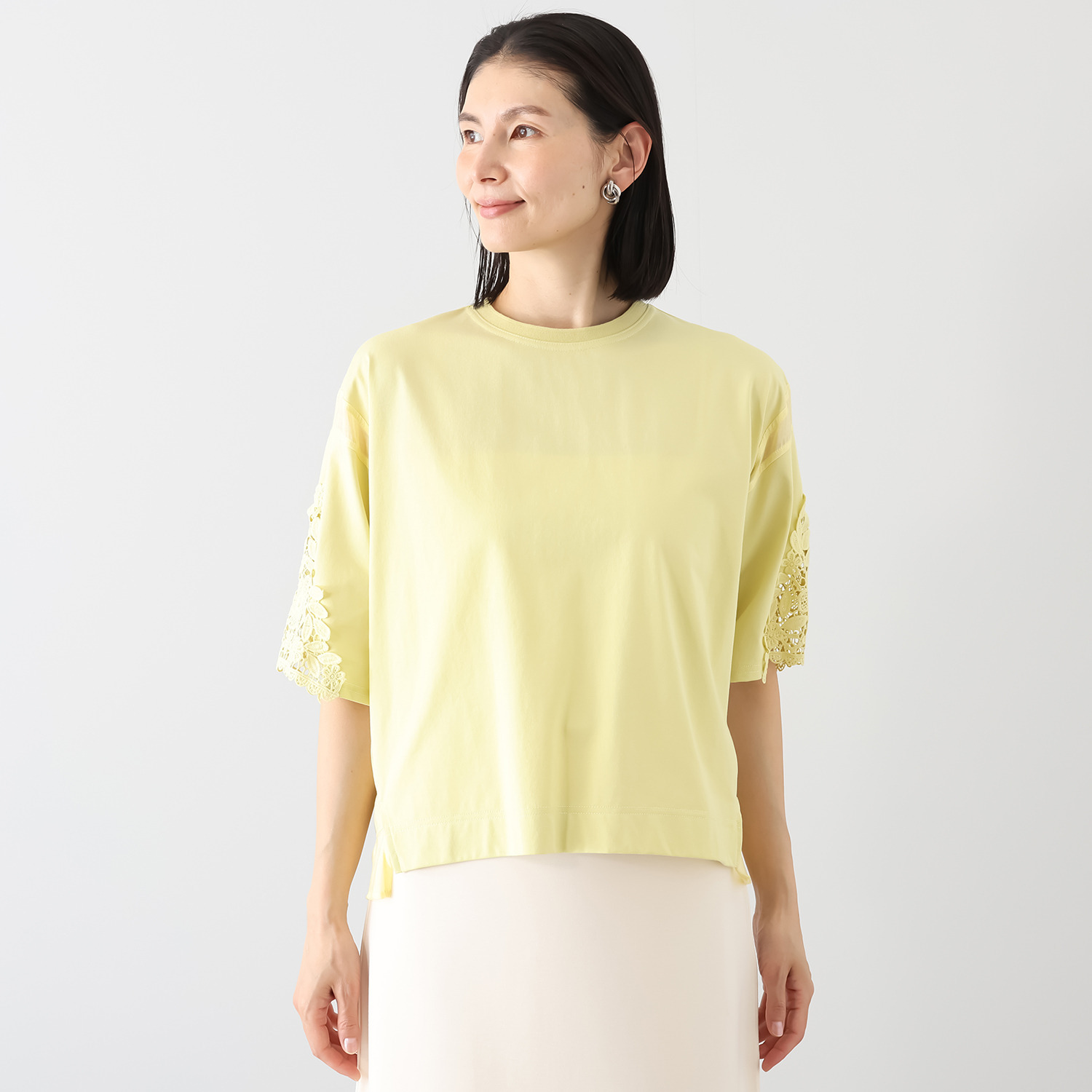 スタイル・ラヴィー 袖レースアクセント カットソープルオーバー