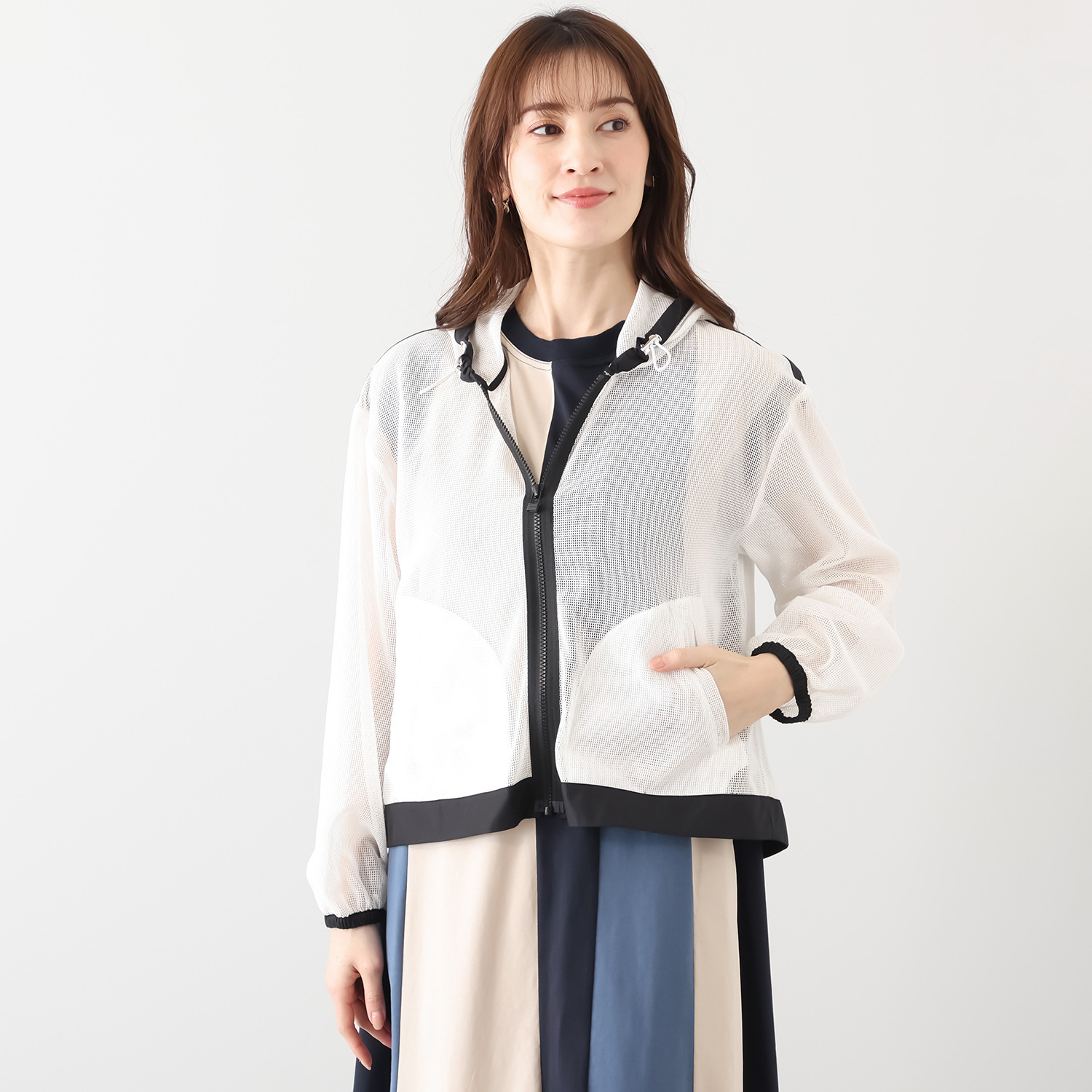 スタイル・ラヴィー バイカラー メッシュブルゾン