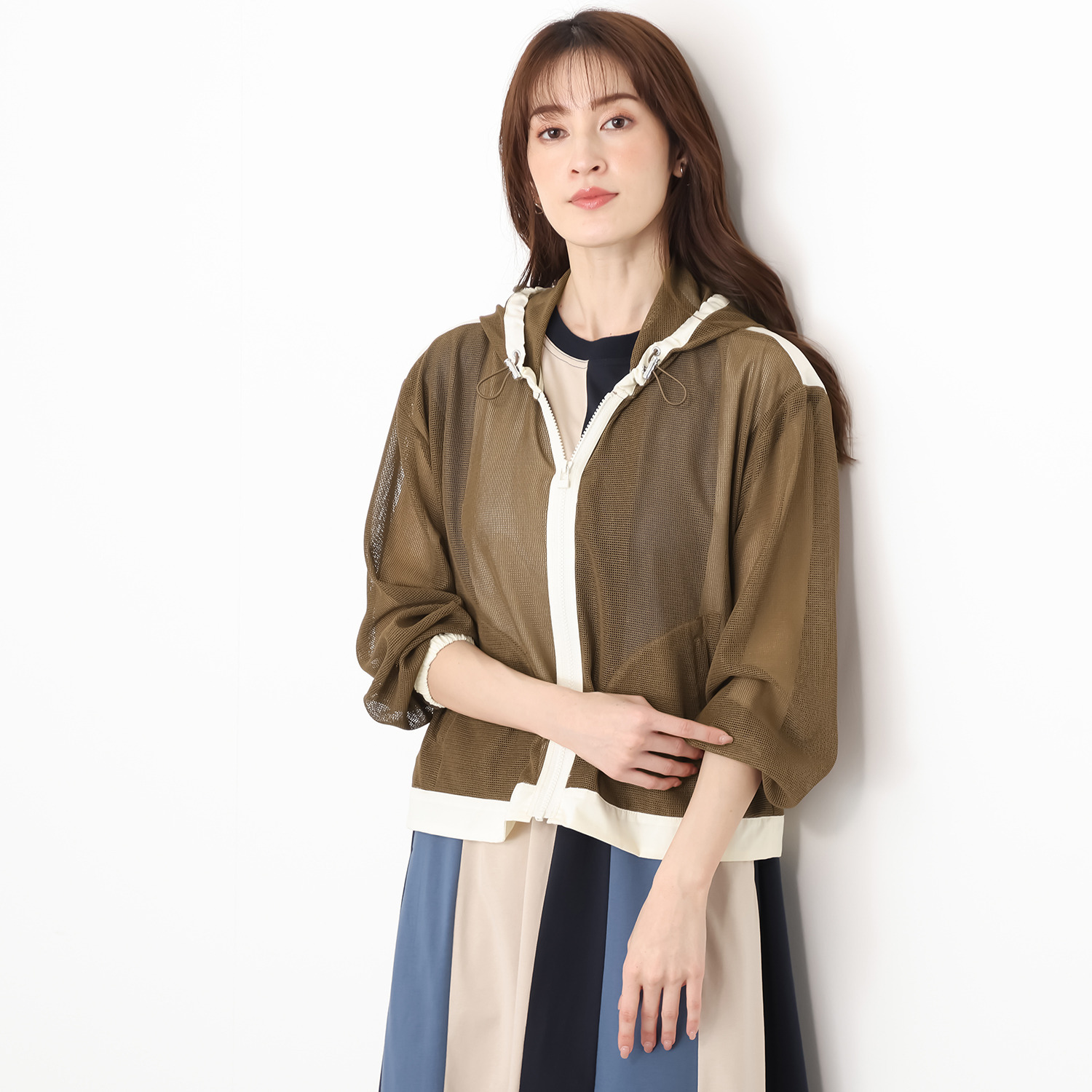 スタイル・ラヴィー バイカラー メッシュブルゾン