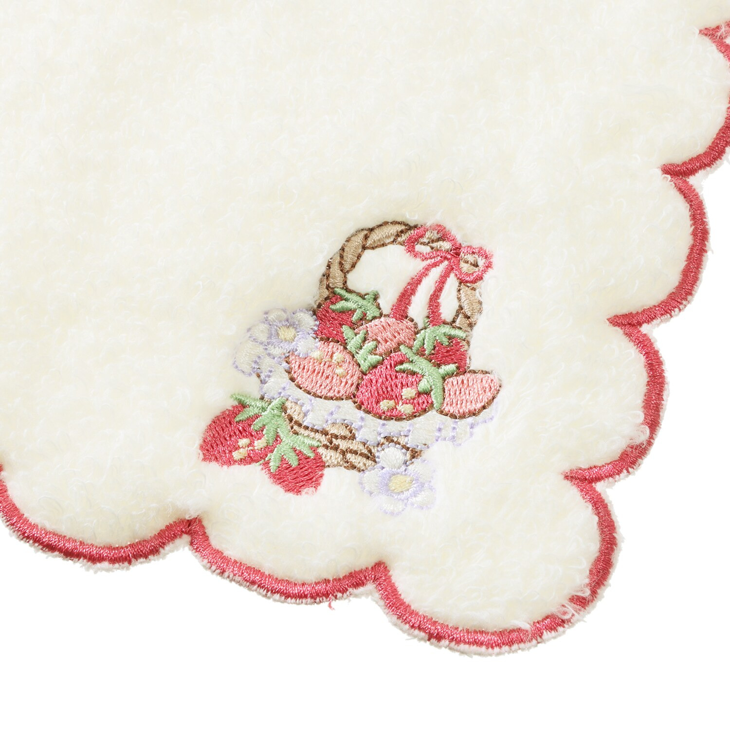 かわいい雑貨屋さん グロリア 無撚糸 いちご刺しゅう ハンカチ３枚セット