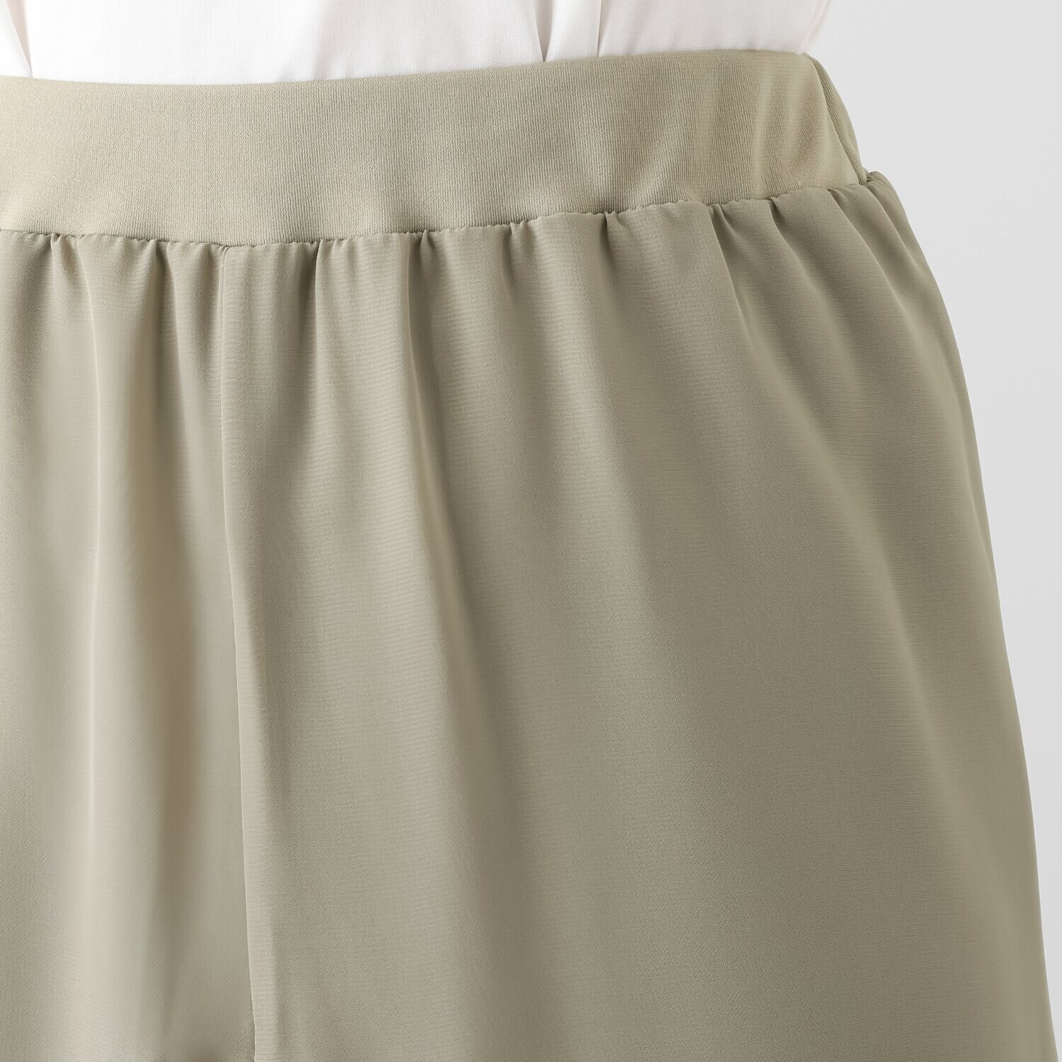 マイジュジュ 一枚で決まる！ インナー強撚ポンチ オーバーシフォン レイヤードパンツ