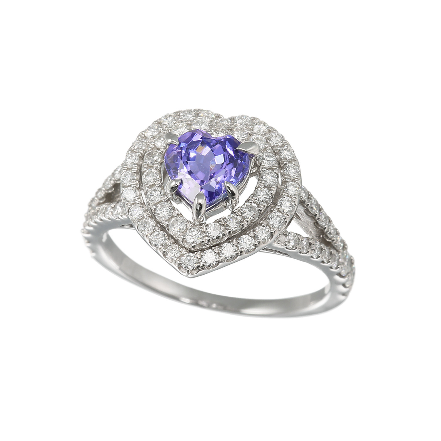 サープライズ プラチナ９５０ １カラットＵＰ タンザナイト＆ ダイヤモンド ハートデザインリング