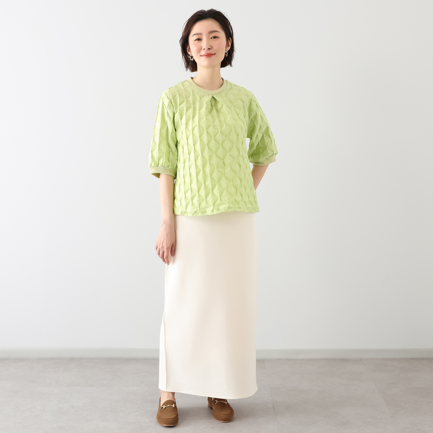 コイビトミサキ 立体シャーリング調 プルオーバーブラウス