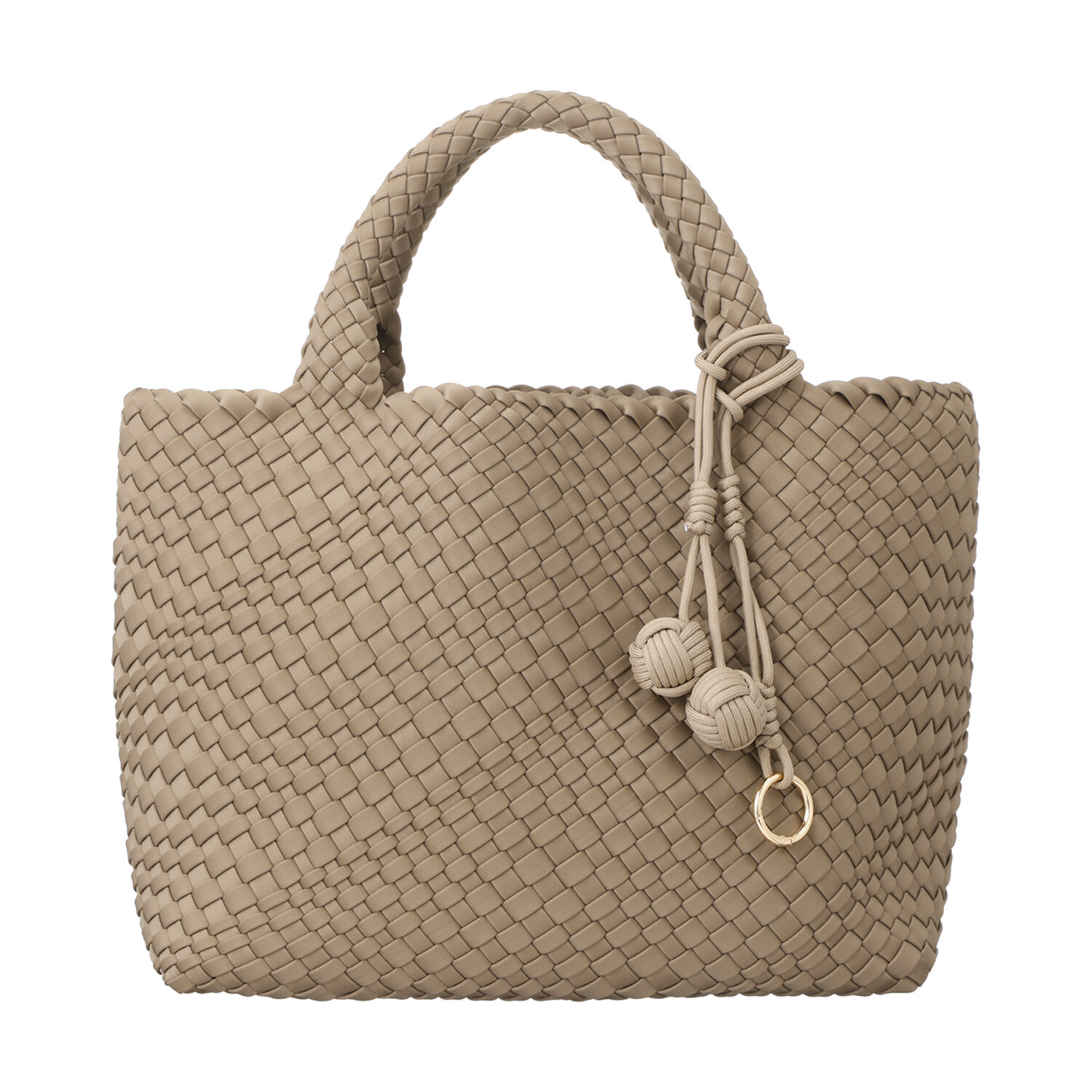 パドマ ボンボンチャーム付 イントレチャート トートバッグ ＜巾着インナーポーチ付＞