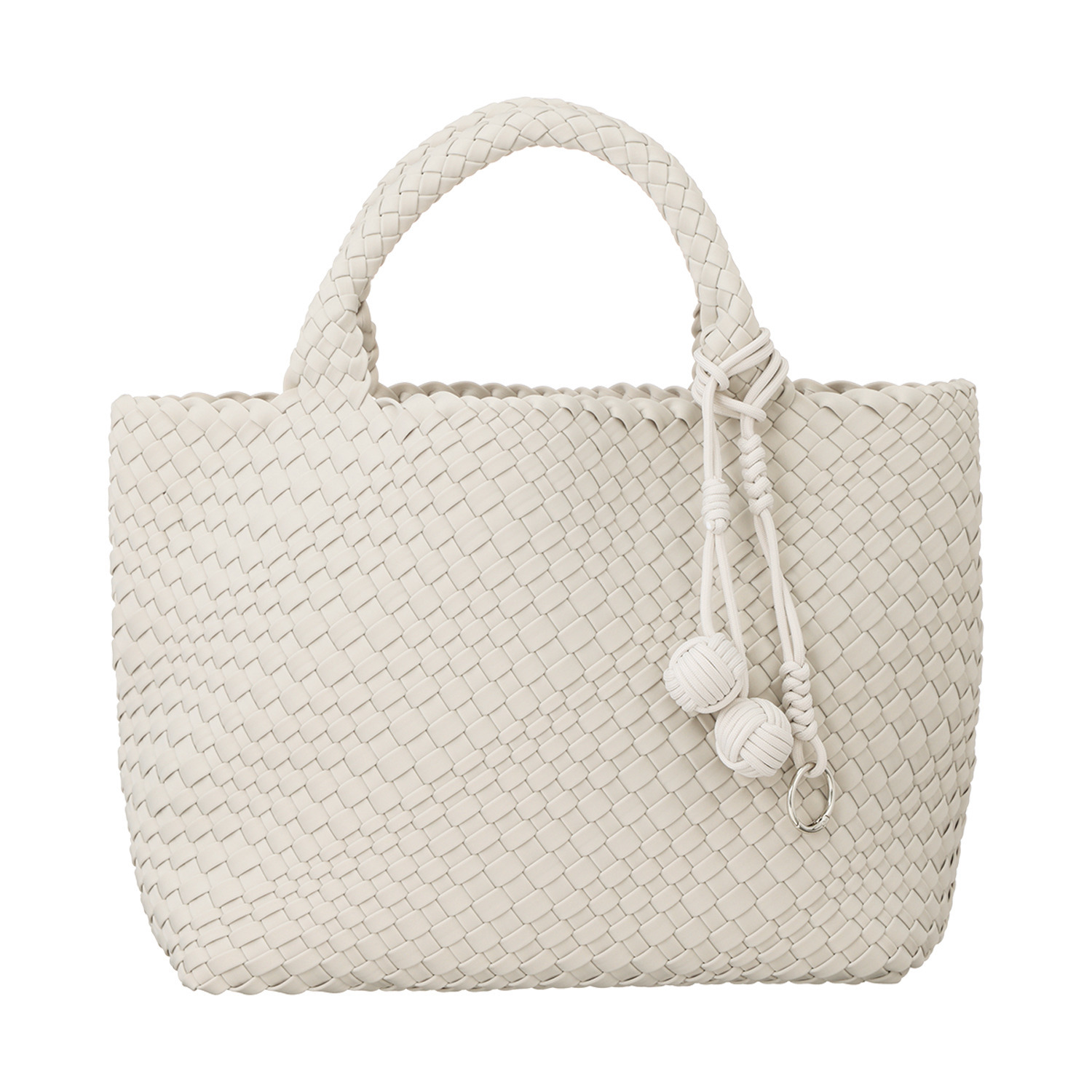 パドマ ボンボンチャーム付 イントレチャート トートバッグ ＜巾着インナーポーチ付＞