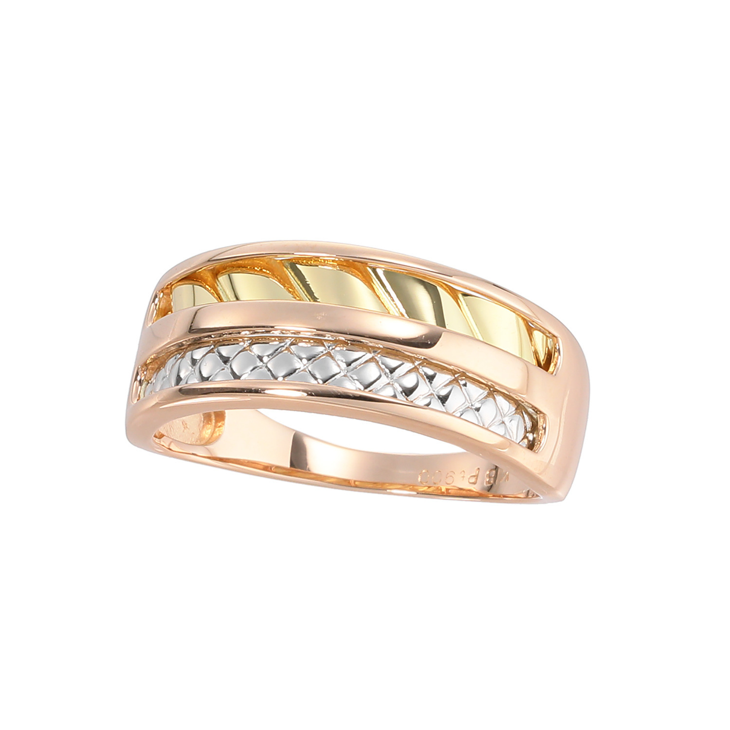 エムイー・ブリランテ １８Ｋ＆ １８Ｋローズゴールド＆ プラチナ９００ ワイドトリカラーリング