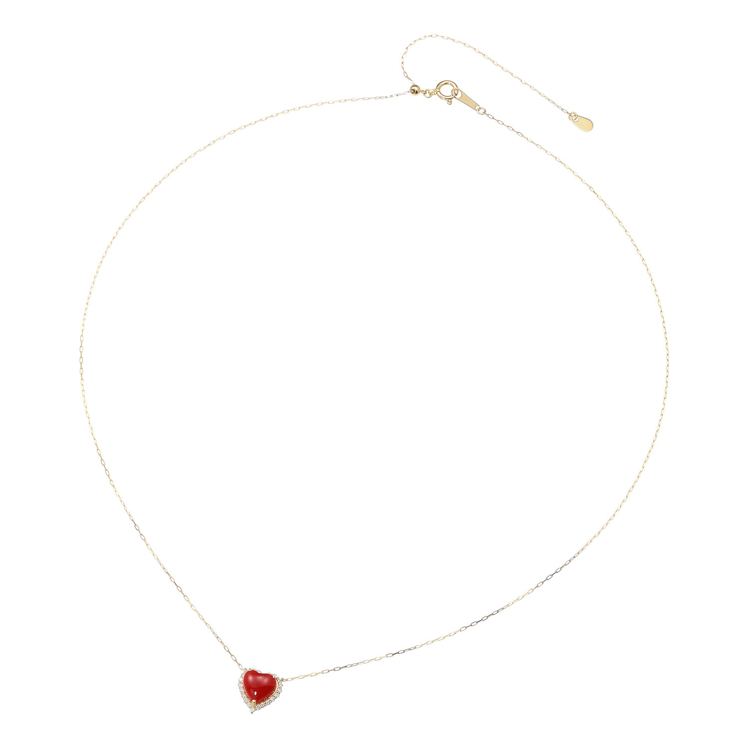 香瑚 １８Ｋ 高知県産血赤珊瑚＆ ダイヤモンド ハートモティーフ ネックレス