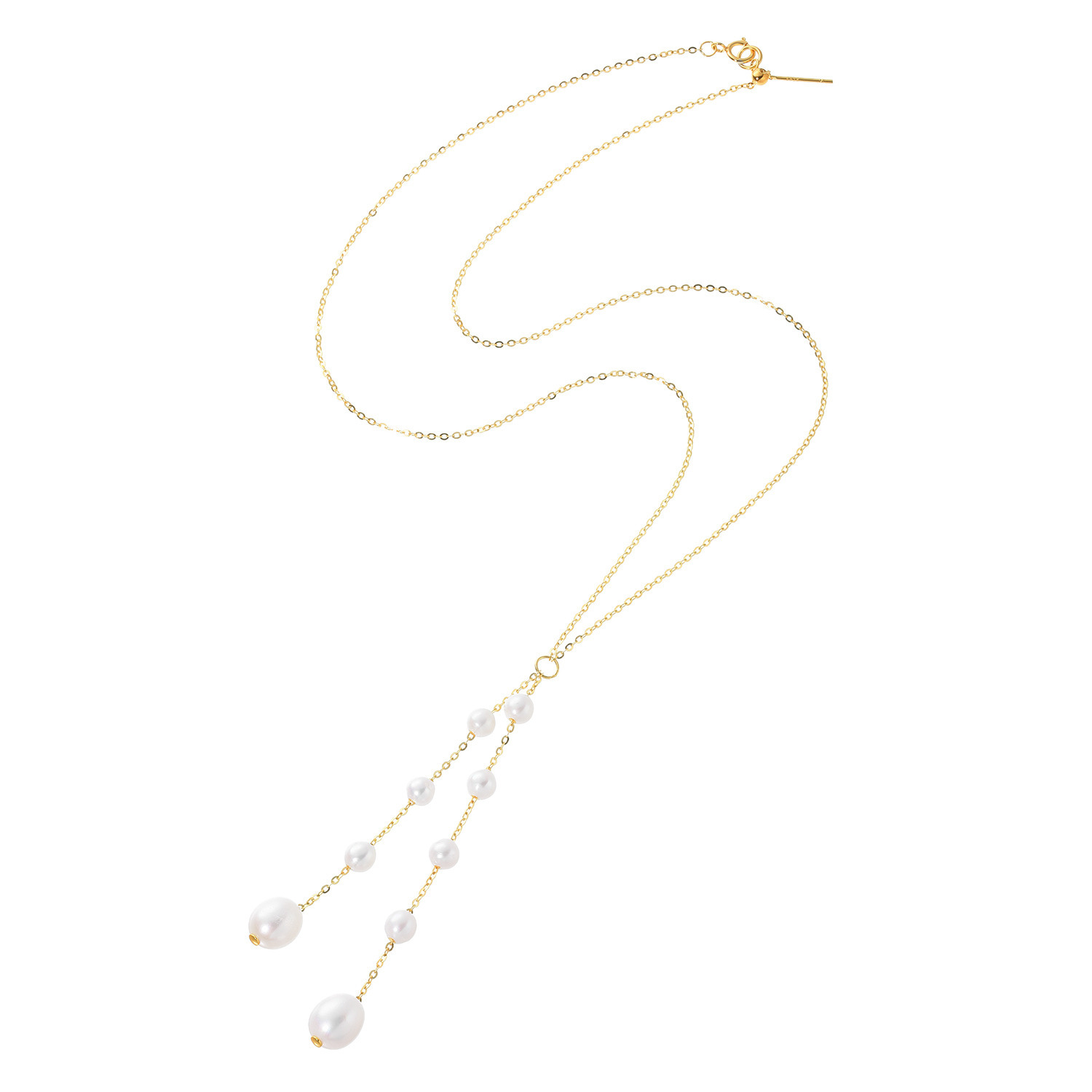 ペレフェリーク シルバー 淡水パール ツインフリンジデザイン ネックレス