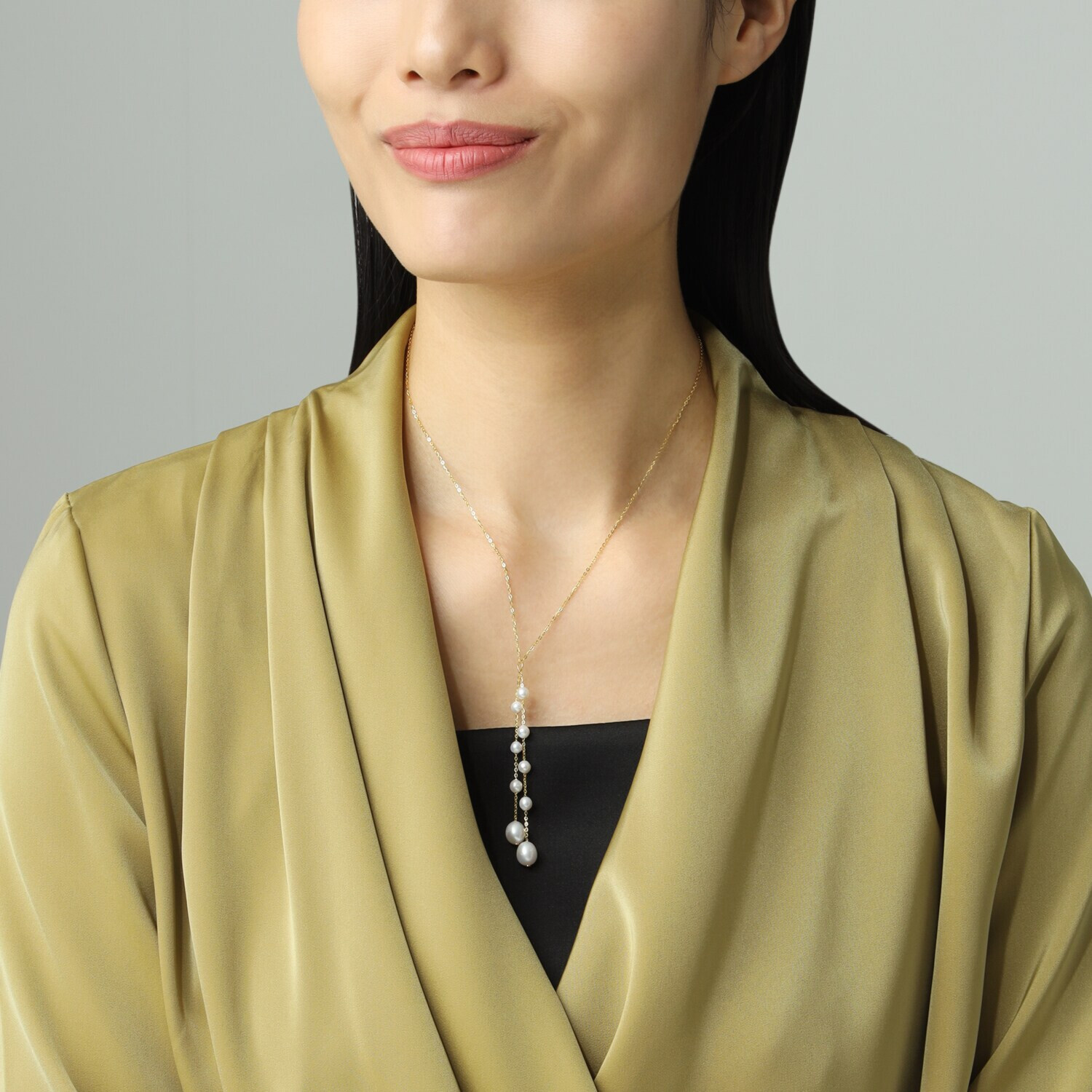 ペレフェリーク シルバー 淡水パール ツインフリンジデザイン ネックレス