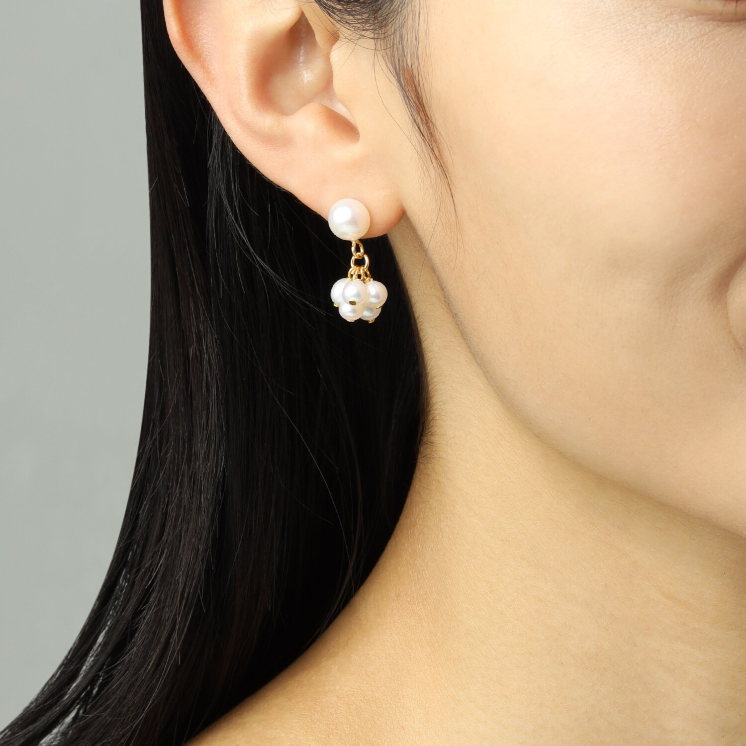 ペレフェリーク シルバー 淡水パール フリンジデザイン スタッドピアス