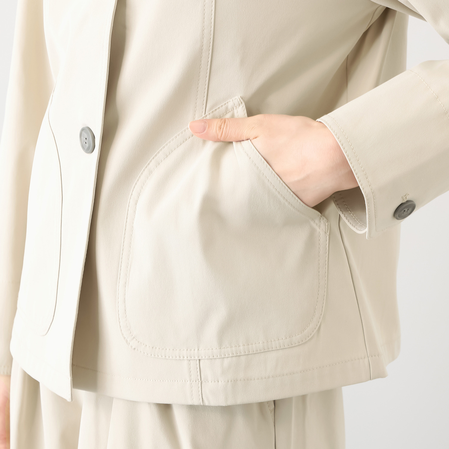 ルナリア はっ水・ＵＶカット ストレッチ大人チノ 丸襟ジャケット