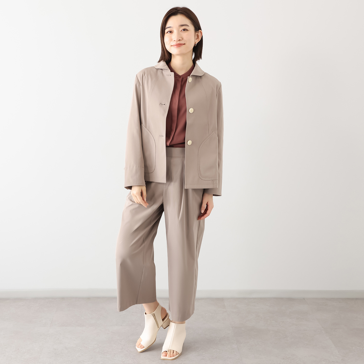 ルナリア はっ水・ＵＶカット ストレッチ大人チノ 丸襟ジャケット