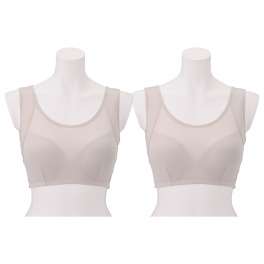 お気軽エステ 着るだけスッキリ見せ！ 背中裏あてパワーネット ハーフトップブラジャー 同色２枚セット