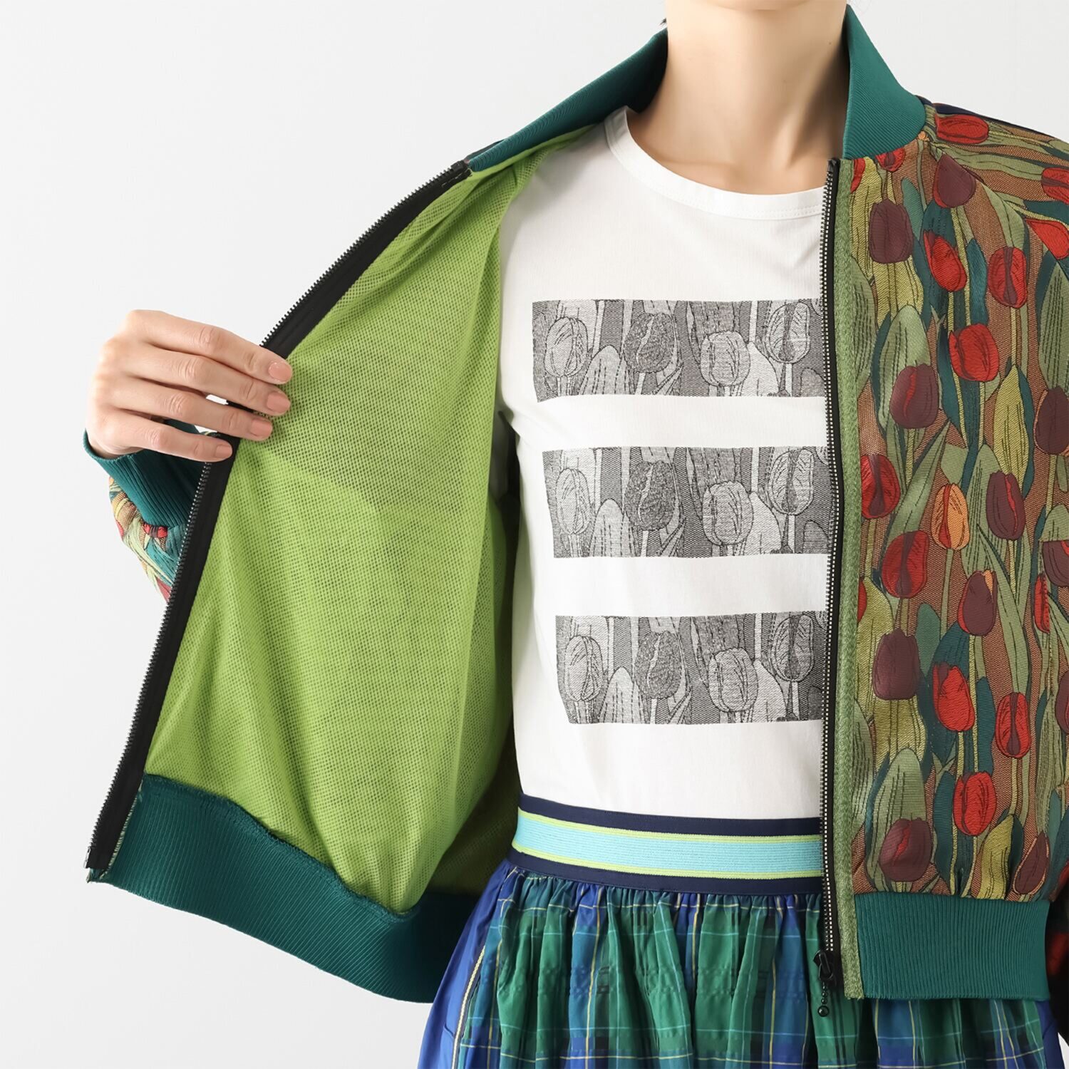 キョウコ　ヒガ チューリップ柄 ジャガードブルゾン
