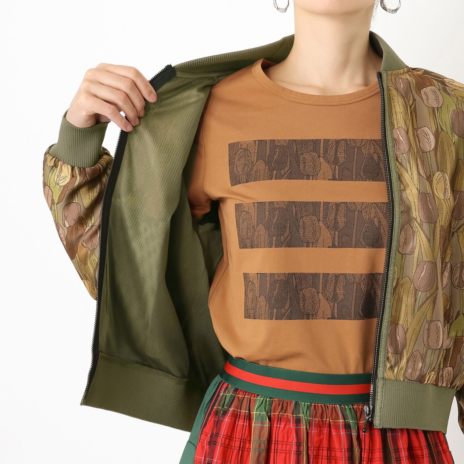 キョウコ　ヒガ チューリップ柄 ジャガードブルゾン