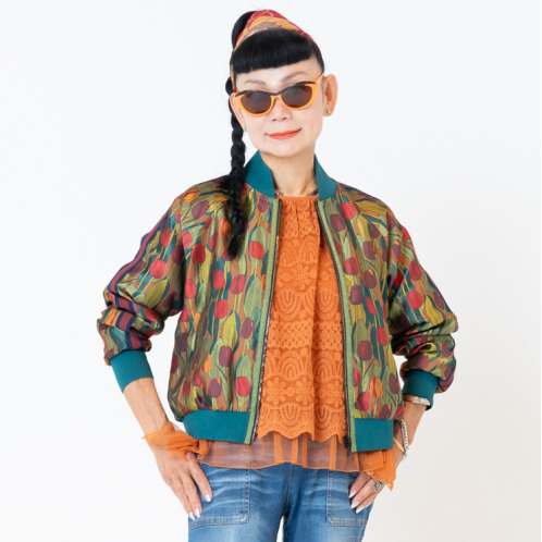 キョウコ　ヒガ チューリップ柄 ジャガードブルゾン