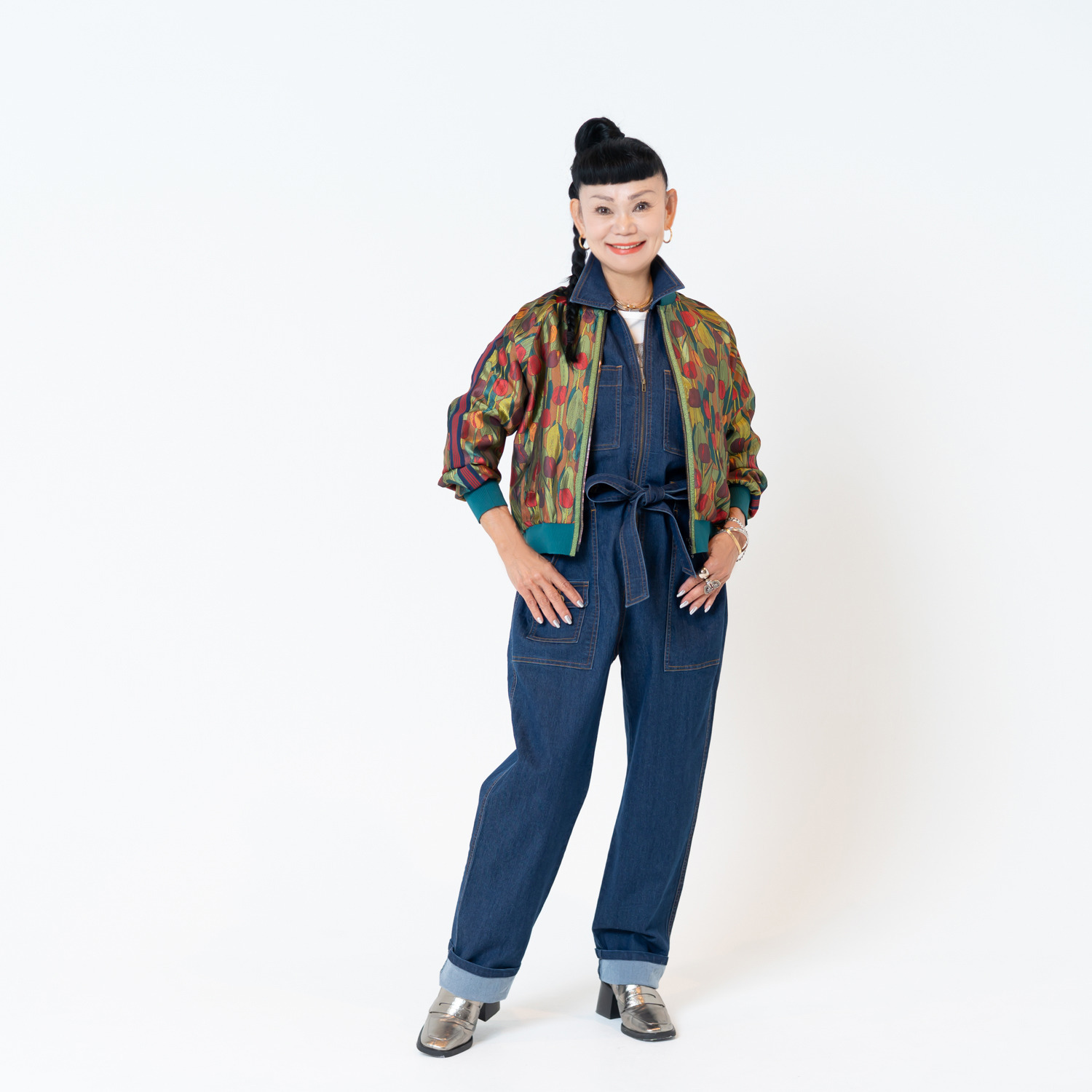 キョウコ　ヒガ チューリップ柄 ジャガードブルゾン