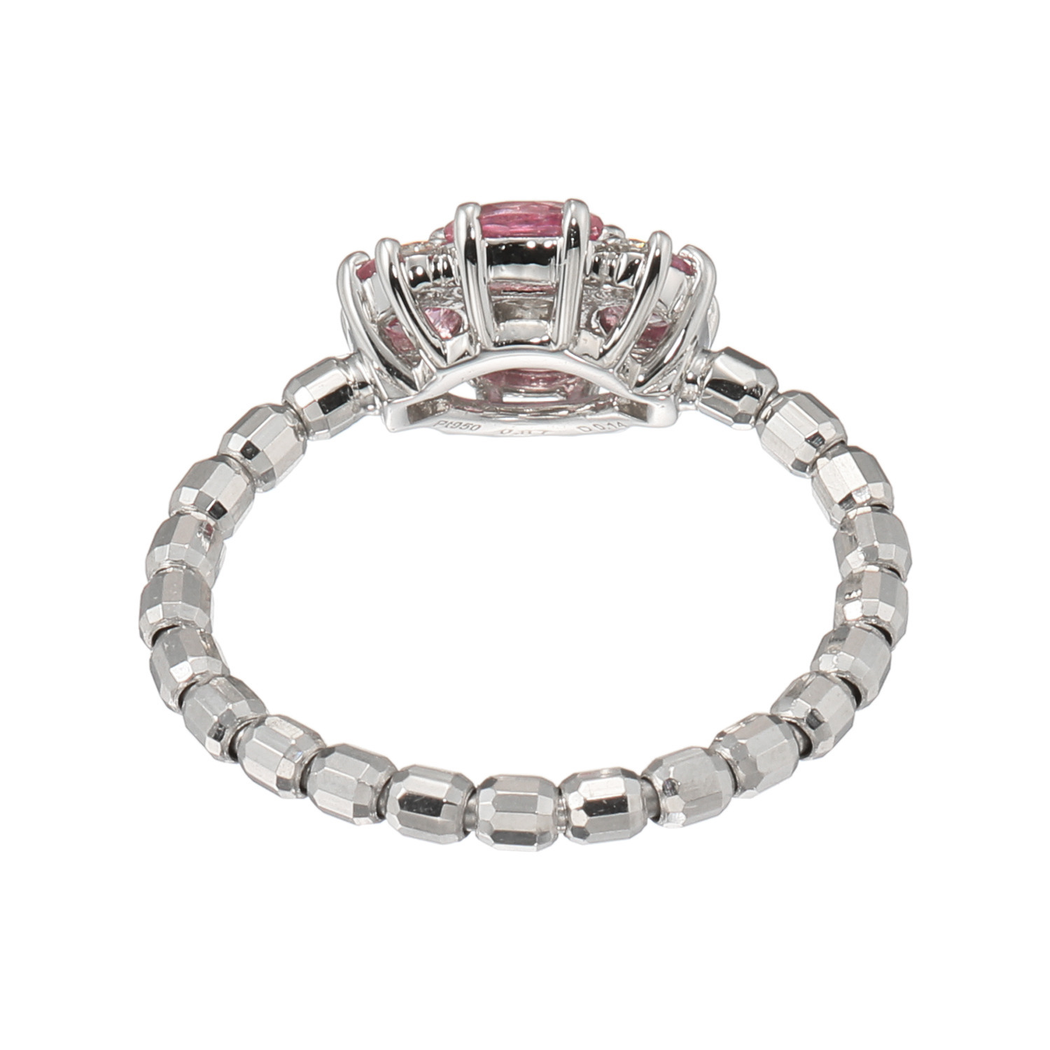 サープライズ プラチナ９５０ ピンクサファイア＆ ダイヤモンド フラワーデザイン フレキシブルリング