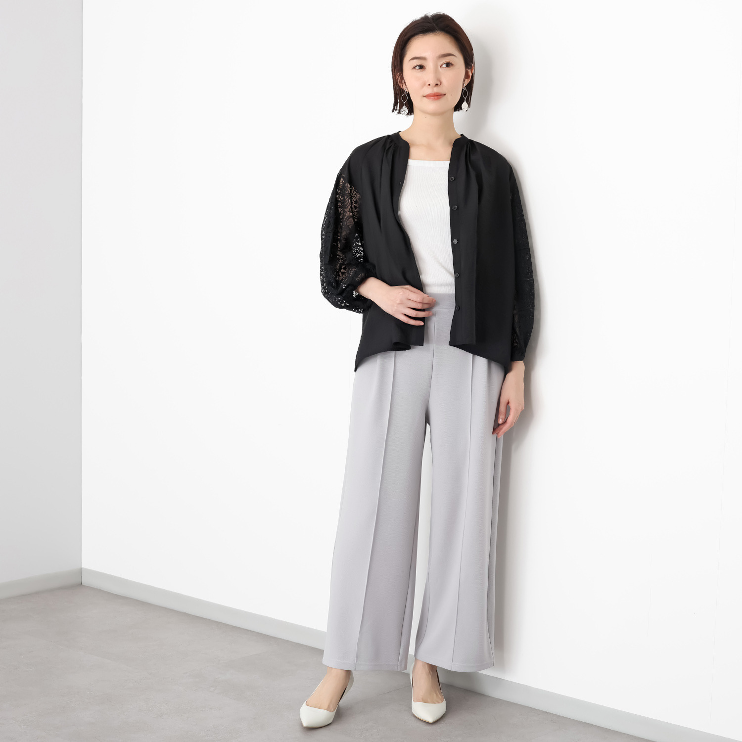 ラフレス コンフォート ワイドパンツ ＜無地＞