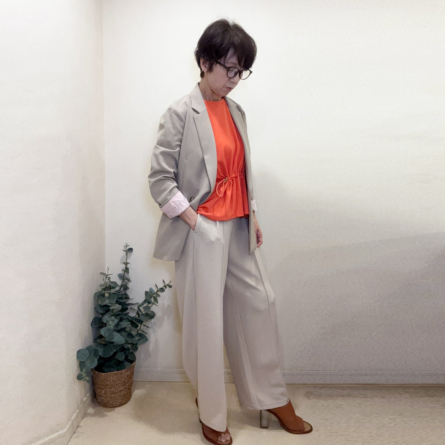 ラフレス コンフォート ワイドパンツ ＜無地＞