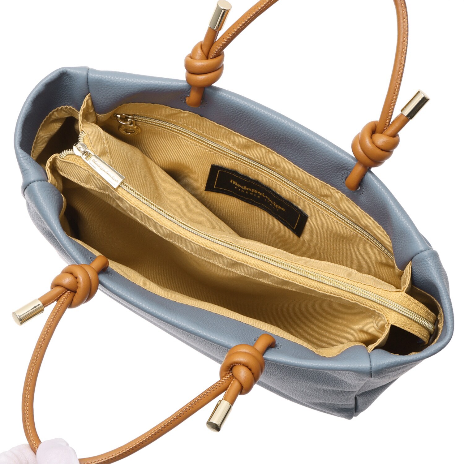 モーダプリンチペ はっ水 牛革シュリンク レガーレデザインハンドル ミディアムプラス トートバッグ