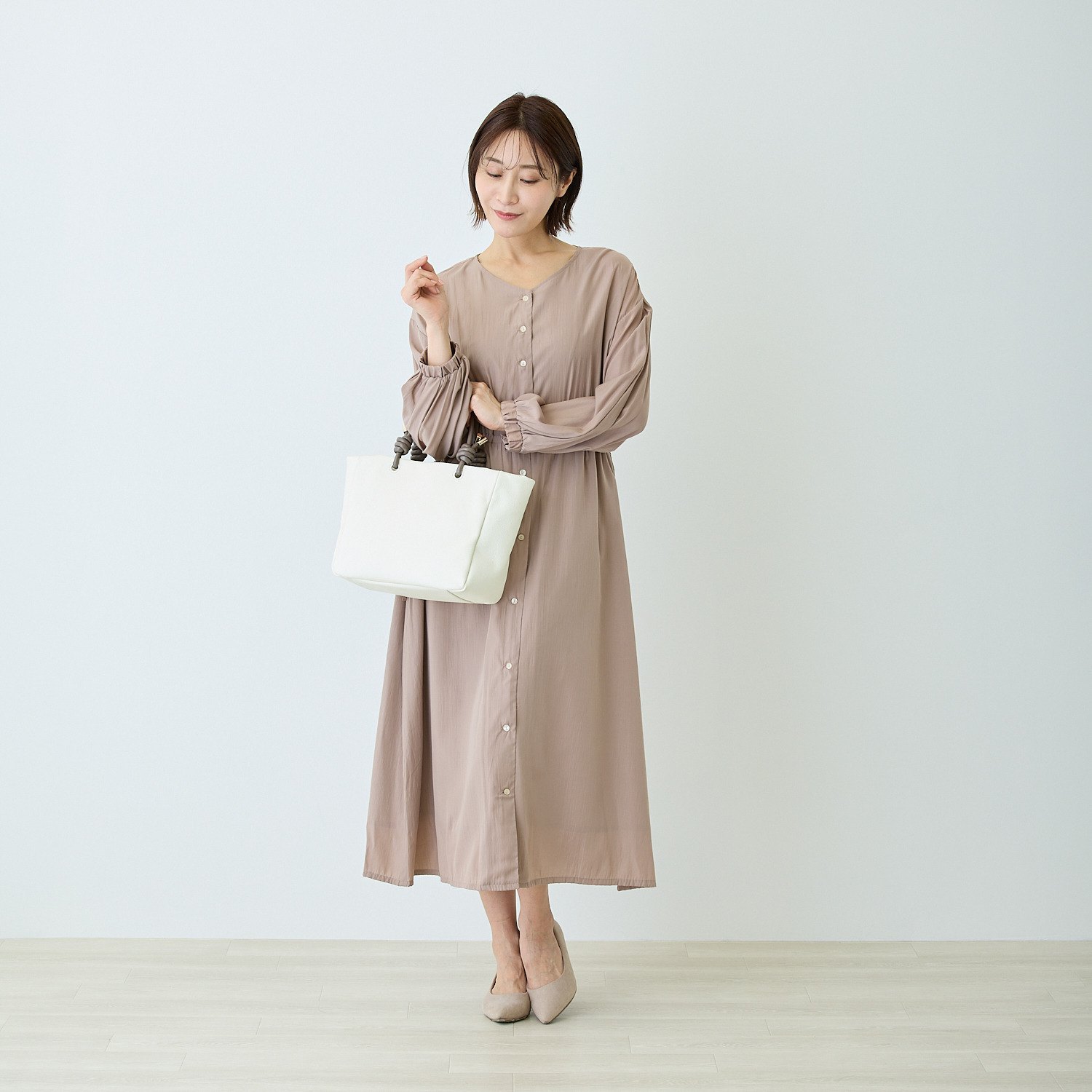 モーダプリンチペ はっ水 牛革シュリンク レガーレデザインハンドル ミディアムプラス トートバッグ