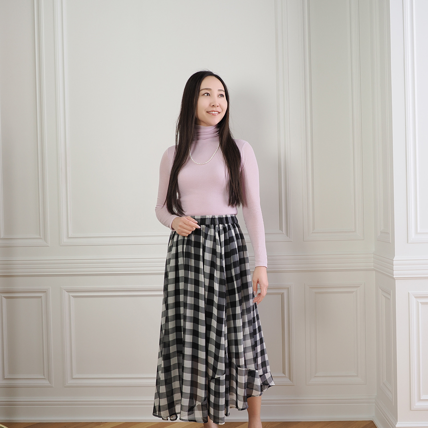 天使の綿シフォン 四六時中着たくなる！ 極上の肌触り！ ボトルネック 一重長袖プルオーバー